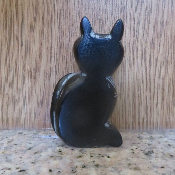 Carved STONE Cat Figurine Small (F43) - Picture 3 of 4